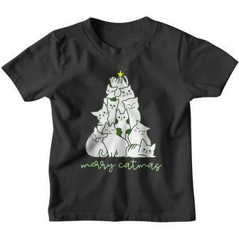 Merry Catmas Funny Cats Christmas Tree Xmas V3 Youth T-shirt - Thegiftio UK