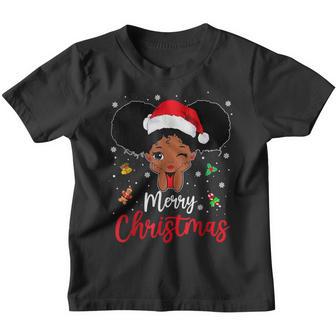 Merry Christmas Afro Girl Xmas African American Ornaments Youth T-shirt - Thegiftio UK