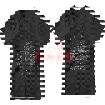 Merry Christmas Buffalo Truck Tree Red Plaid Family Matching Youth T-shirt - Monsterry