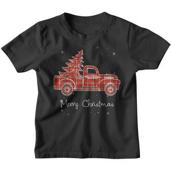 Merry Christmas Buffalo Truck Tree Red Plaid Men Women Kids V3 Youth T-shirt - Thegiftio UK