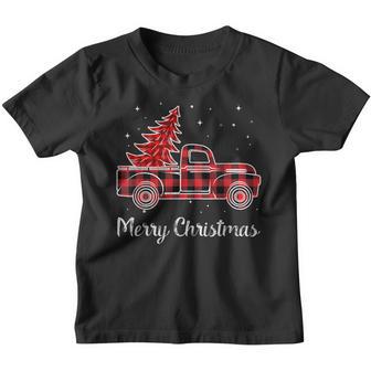 Merry Christmas Buffalo Truck Tree Red Plaid Men Women Kids Youth T-shirt - Thegiftio UK