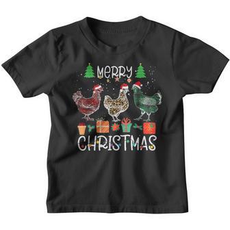 Merry Christmas Chicken Santa Hat Lights Xmas Men Women Kids Youth T-shirt - Thegiftio UK
