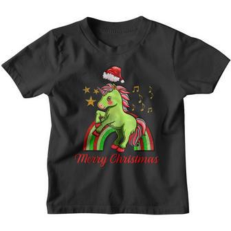 Merry Christmas Cute Unicorn Retro Rainbow Xmas Girls Women Youth T-shirt - Thegiftio UK