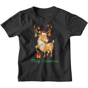 Merry Christmas Funny Reindeer Lights Santa Hat Ornaments Youth T-shirt - Thegiftio UK