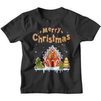 Merry Christmas Gingerbread House Baking Candy Cane Gifts Youth T-shirt - Thegiftio UK