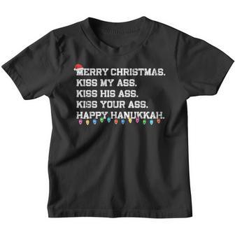 Merry Christmas Kiss My Ass His Ass Your Ass Happy Hanukkah Youth T-shirt - Thegiftio UK