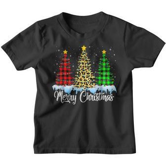 Merry Christmas Leopard Buffalo Red Plaid For Men Women Kids V7 Youth T-shirt - Thegiftio UK