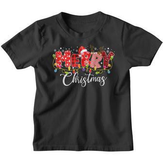 Merry Christmas Leopard Buffalo Red Plaid For Men Women Kids V8 Youth T-shirt - Thegiftio UK