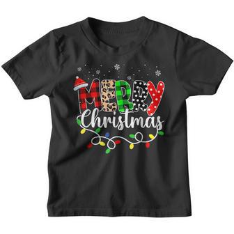 Merry Christmas Leopard Buffalo Red Plaid For Men Women V10 Youth T-shirt - Thegiftio UK