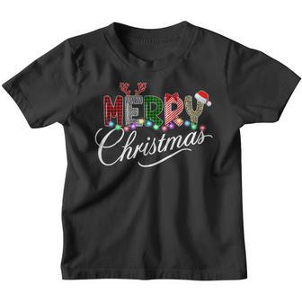 Merry Christmas Leopard Buffalo Red Plaid For Men Women V11 Youth T-shirt - Thegiftio UK