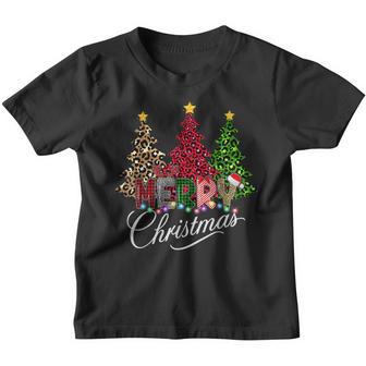 Merry Christmas Leopard Buffalo Red Plaid For Men Women V12 Youth T-shirt - Thegiftio UK