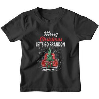 Merry Christmas Lets Go Brandon Red Truck Christmas Tree Youth T-shirt - Monsterry DE