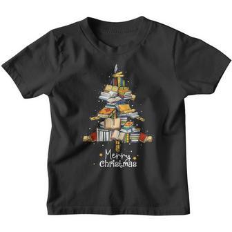 Merry Christmas Library Tree Cute Book Lover Librarian Gifts Youth T-shirt - Thegiftio UK