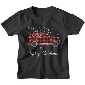Merry Christmas Old Fashion Pick Up Truck Tree Youth T-shirt - Thegiftio UK