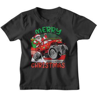 Merry Christmas Santa Monster Truck Xmas Pj Toddler Boy Kids Youth T-shirt - Thegiftio UK
