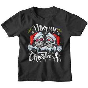 Merry Christmas Santa Sugar Skull Christmas Family Pajamas Youth T-shirt - Thegiftio UK