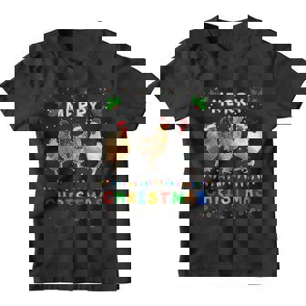 Merry Christmas Three Chickens Lights Funny Youth T-shirt - Monsterry