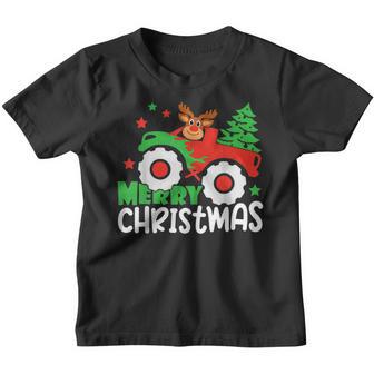 Merry Christmas Tree Ruphdol Reindeer Monster Truck Kids Youth T-shirt - Thegiftio UK