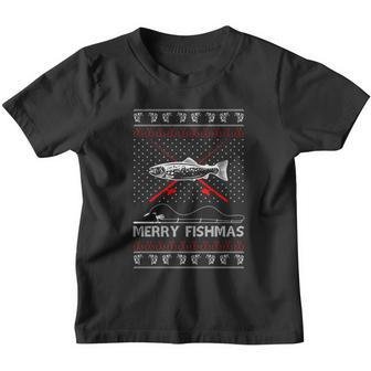Merry Fishmas Funny Xmas Gift For Dad Fishing Ugly Christmas Gift Youth T-shirt - Monsterry