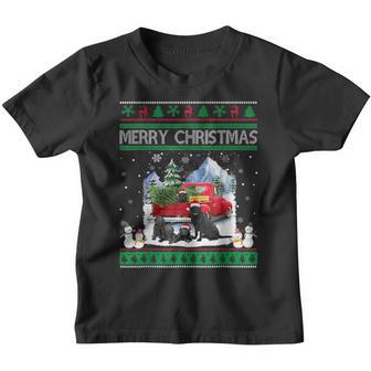 Merry Ugly Christmas Black Lab Hat Santa Red Truck Xmas Tree Youth T-shirt - Thegiftio UK