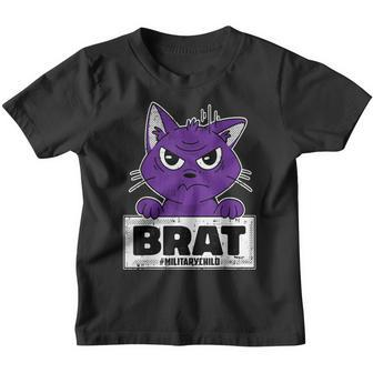 Military Child Cat Lover Boys Girls Brat Kitten Youth T-shirt - Seseable