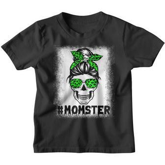 Momster Halloween Costume Skull Mom Messy Hair Bun Monster V22 Youth T-shirt - Thegiftio UK