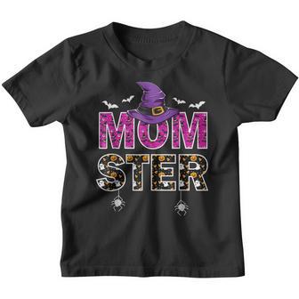 Momster Womens Halloween Messy Bun Mom Ster Mom Women V3 Youth T-shirt - Thegiftio UK