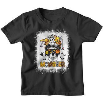 Momster Womens Halloween Messy Bun Mom Ster Mom Women V39 Youth T-shirt - Thegiftio UK