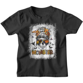 Momster Womens Halloween Messy Bun Mom Ster Mom Women V41 Youth T-shirt - Thegiftio UK