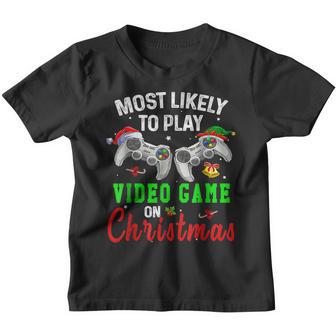Most Likely To Play Video Game On Christmas Santa Gaming V7 Youth T-shirt - Thegiftio UK