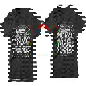 Most Likely To Spoil The Kids Christmas Lights Santa Hat Youth T-shirt - Thegiftio