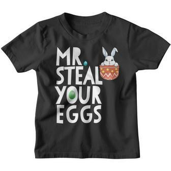 Mr Steal Your Eggs Kids Easter Sunday Funny Boys Easter Youth T-shirt | Mazezy