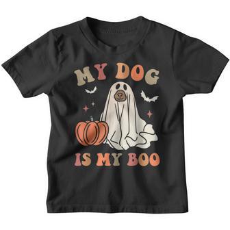 My Dog Is My Boo Spooky Season Ghost Halloween Groovy Retro V2 Youth T-shirt - Thegiftio UK