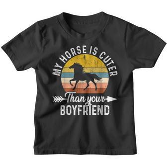 My Horse Is Cuter Than Your Boyfriend Funny Horse Lover Gift Youth T-shirt - Thegiftio UK