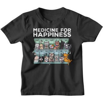 My Medicine For Happiness Called Cats Every Day Kitten Cat Youth T-shirt - Thegiftio UK