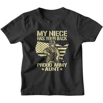 My Niece Has Your Back Proud Army Aunt Military Auntie Gift Youth T-shirt - Thegiftio UK