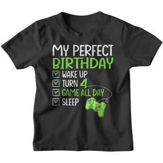 My Perfect Day Video Games Gaming Gifts 4Th Birthday Boys Youth T-shirt - Seseable