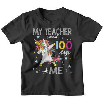 My Teacher Survived 100 Days Of Me 100Th Day School Unicorn Youth T-shirt - Thegiftio UK
