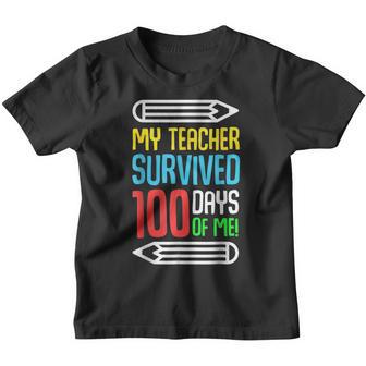 My Teacher Survived 100 Days Of Me Funny 100Th Day Of School V2 Youth T-shirt - Thegiftio UK