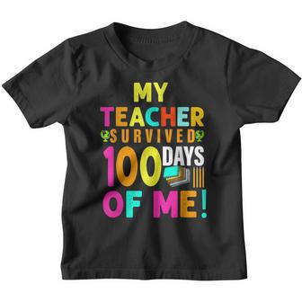 My Teacher Survived 100 Days Of Me Funny 100Th Day School V3 Youth T-shirt - Thegiftio UK