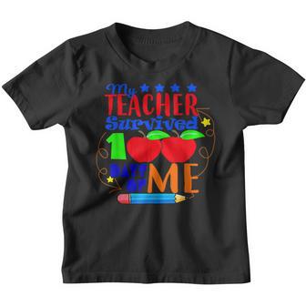 My Teacher Survived 100 Days Of Me Funny Teacher Kids Gifts Youth T-shirt - Thegiftio UK