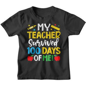 My Teacher Survived 100 Days Of Me School Teacher 100Th Day Youth T-shirt - Thegiftio UK