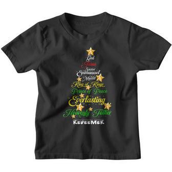 Names Of Jesus Christmas TreeCute Hand Lettered Holiday Youth T-shirt - Thegiftio UK