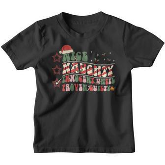 Nice Naughty Innocent Until Proven Guilty Christmas List V3 Youth T-shirt - Thegiftio UK