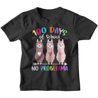 No Probllama 100 Days Of School Llama Teachers Youth T-shirt - Seseable