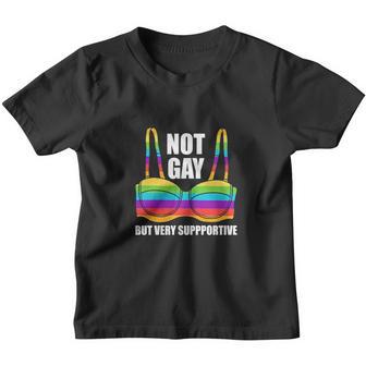 Not Gay But Very Supportive Lgbt Straight Ally Bra Meme Human Flag Youth T-shirt - Thegiftio UK