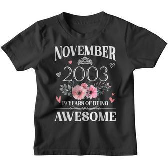 November 2003 Floral 19 Years Old 19Th Birthday Girl Women Youth T-shirt - Thegiftio UK