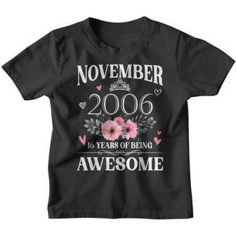 November 2006 Floral 16 Years Old 16Th Birthday Girl Women Youth T-shirt - Thegiftio UK