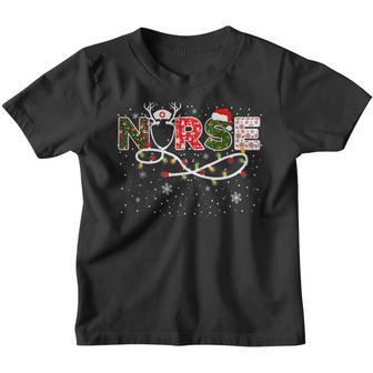 Nurse Christmas Stethoscope Nurses Xmas Scrub Top Women Youth T-shirt - Thegiftio UK