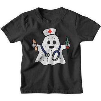 Nurse Ghost Scrub Top Halloween Costume For Nurses Women Rn V3 Youth T-shirt - Thegiftio UK